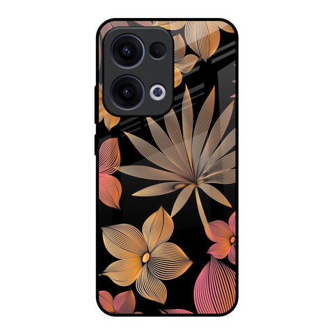 Lines Pattern Flowers Oppo Reno13 5G Glass Back Cover Online