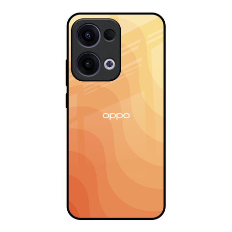 Orange Curve Pattern Oppo Reno13 5G Glass Back Cover Online