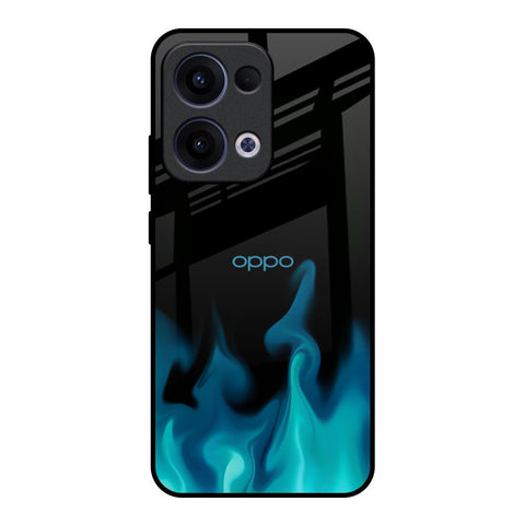Teal Flames Oppo Reno13 5G Glass Back Cover Online