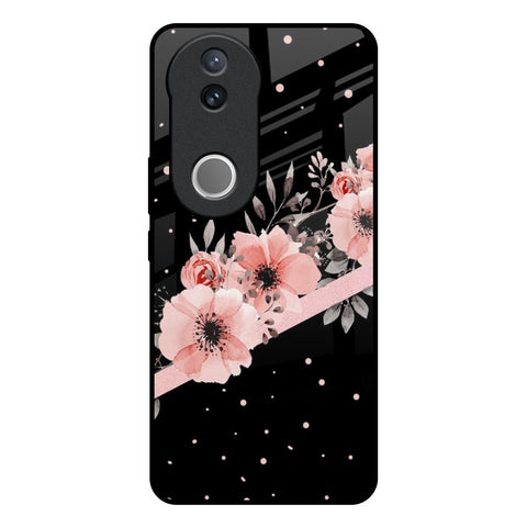 Floral Black Band Vivo V50 5G Glass Back Cover Online
