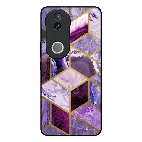 Purple Rhombus Marble Vivo V50 5G Glass Back Cover Online