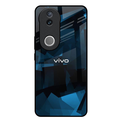 Polygonal Blue Box Vivo V50 5G Glass Back Cover Online
