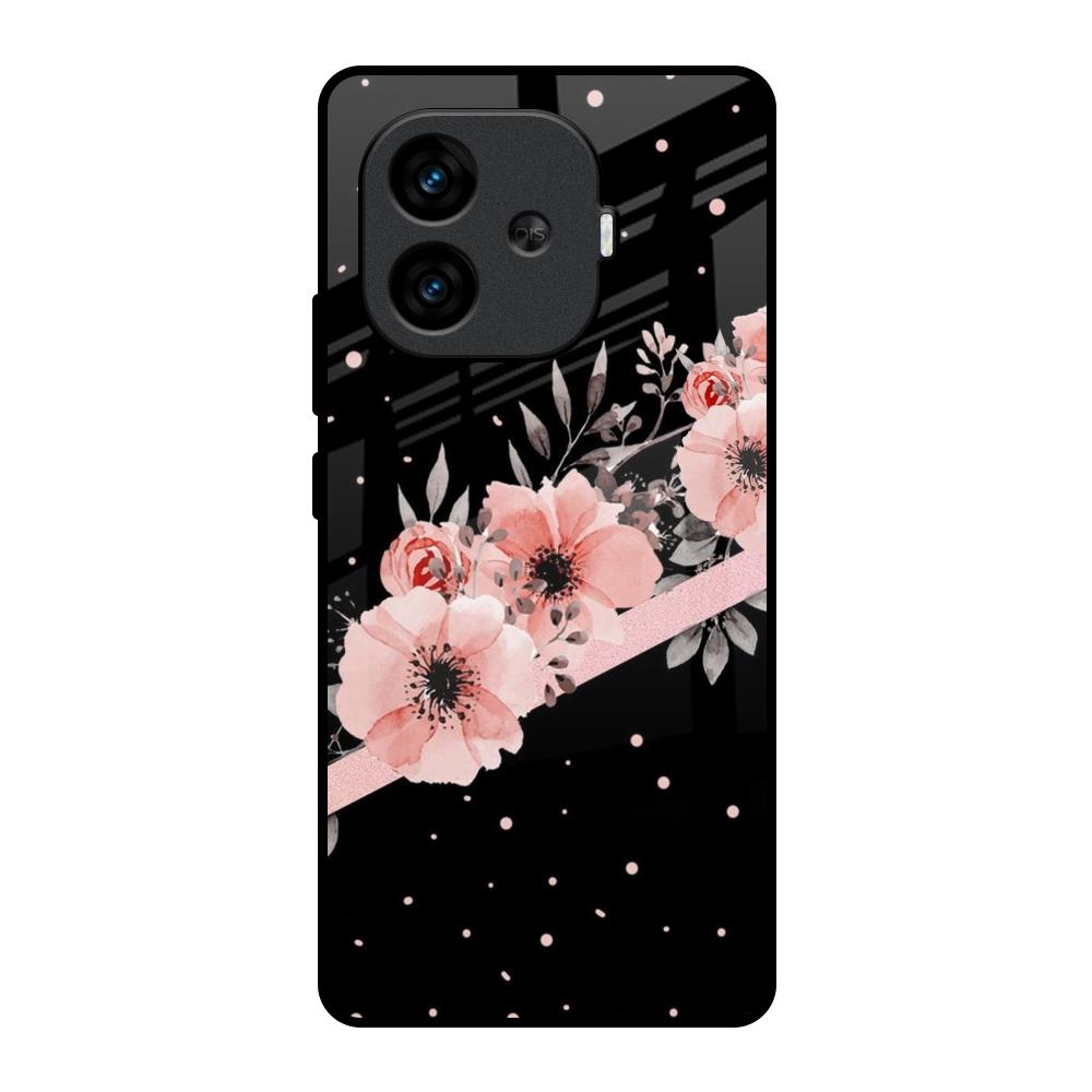 Floral Black Band iQOO Neo 10R 5G Glass Back Cover Online
