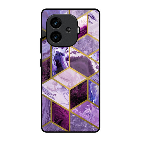 Purple Rhombus Marble iQOO Neo 10R 5G Glass Back Cover Online