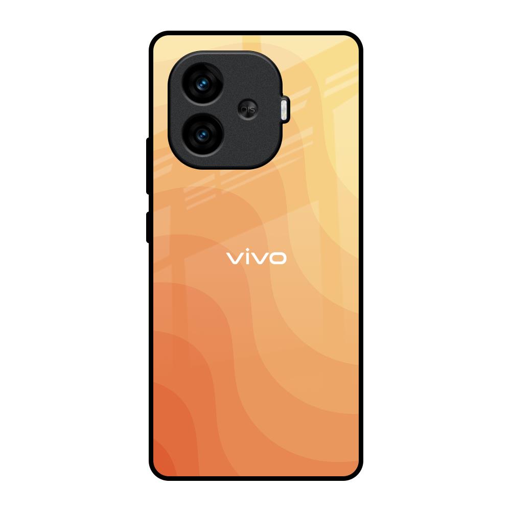 Orange Curve Pattern iQOO Neo 10R 5G Glass Back Cover Online