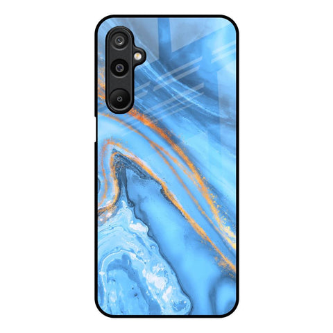 Vibrant Blue Marble Samsung Galaxy M16 5G Glass Back Cover Online