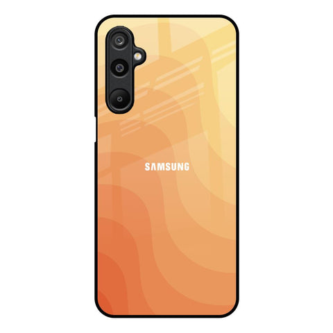 Orange Curve Pattern Samsung Galaxy M16 5G Glass Back Cover Online