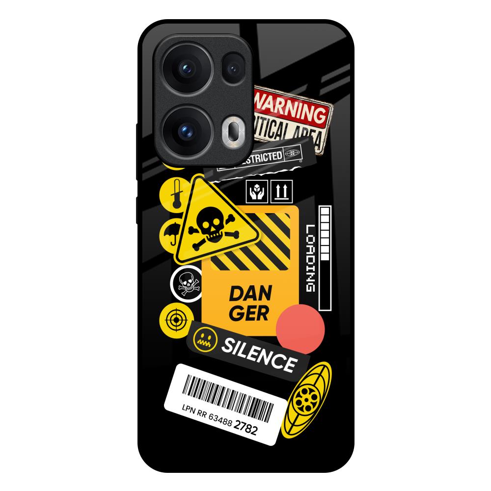 Danger Signs Oppo Reno13 Pro 5G Glass Back Cover Online