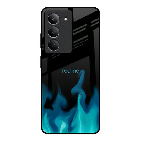 Teal Flames Realme 14x 5G Glass Back Cover Online
