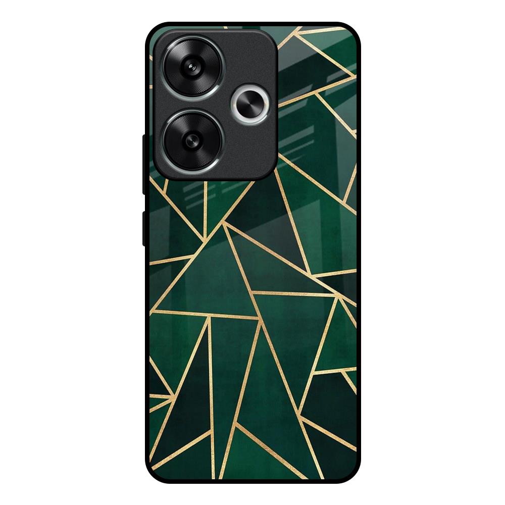Abstract Green Poco F6 5G Glass Back Cover Online