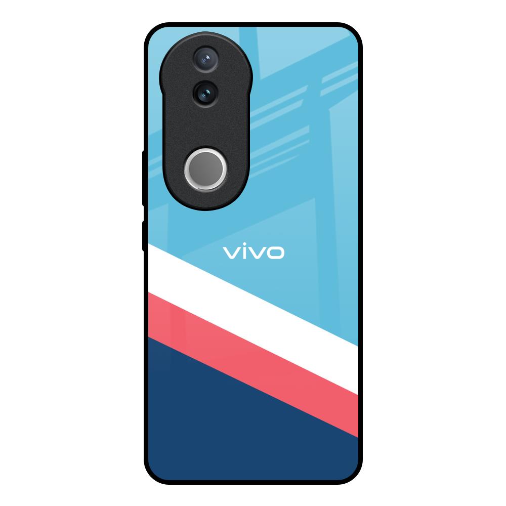 Pink & White Stripes Vivo V50e 5G Glass Back Cover Online