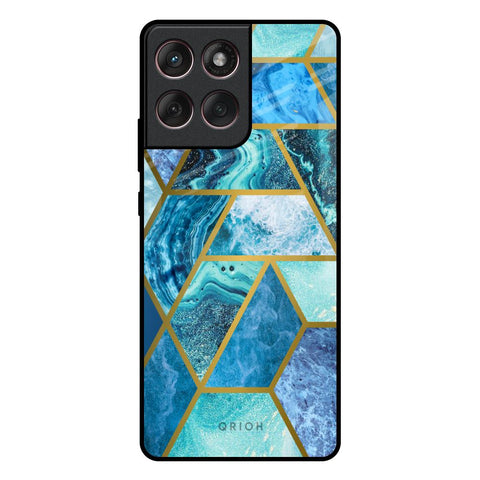 Turquoise Geometrical Marble Motorola Edge 60 Fusion 5G Glass Back Cover Online