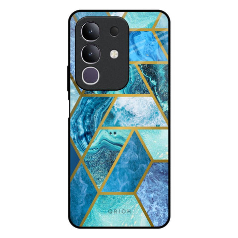 Turquoise Geometrical Marble Vivo T4x 5G Glass Back Cover Online