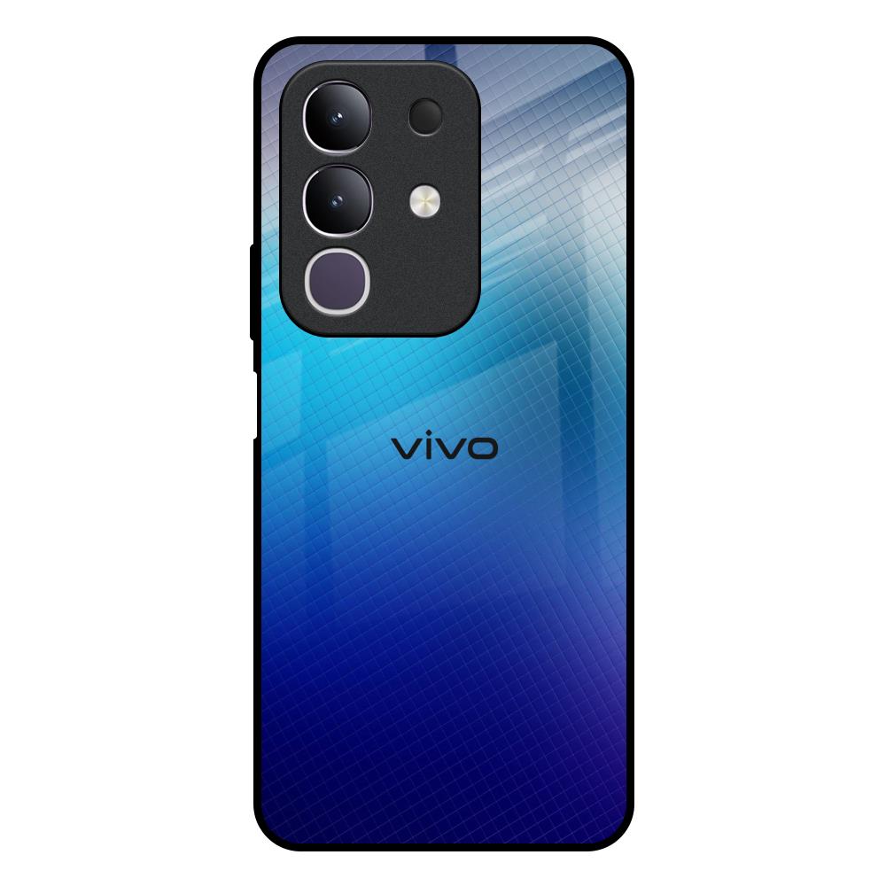 Blue Rhombus Pattern Vivo T4x 5G Glass Back Cover Online