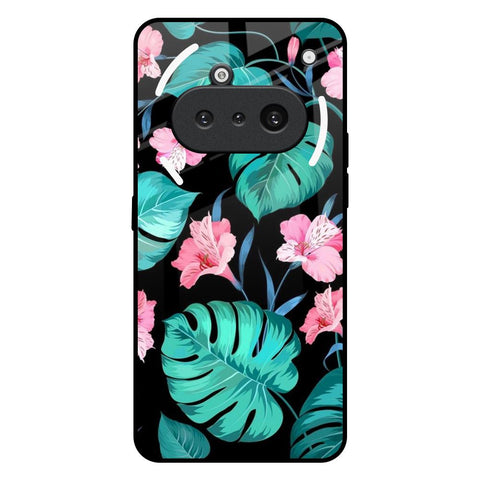 Tropical Leaves & Pink Flowers Nothing Phone 3a Glass Back Cover Online