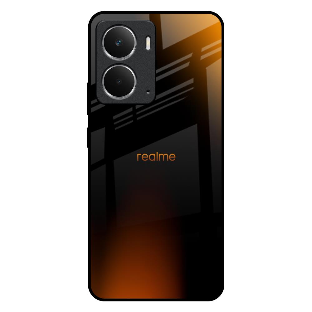 Orange Black Fusion Realme P3 5G Glass Back Cover Online