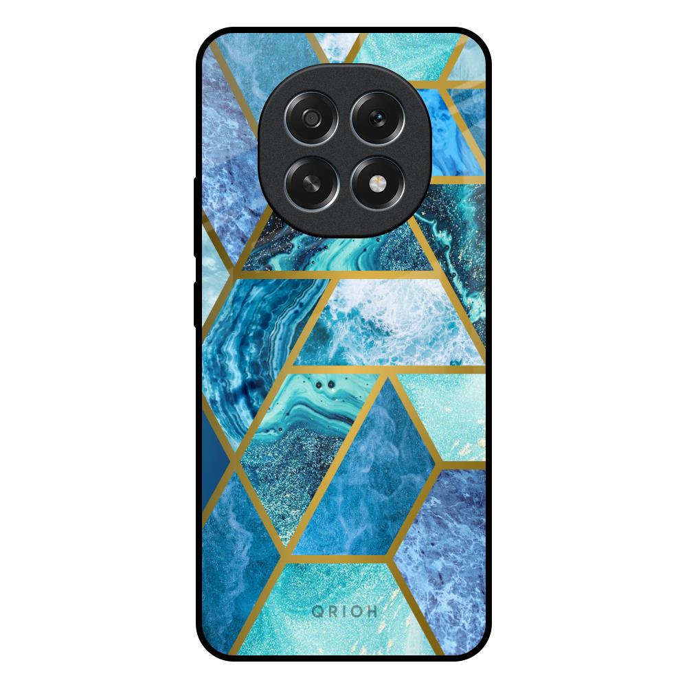 Turquoise Geometrical Marble Oppo F29 Pro 5G Glass Back Cover Online