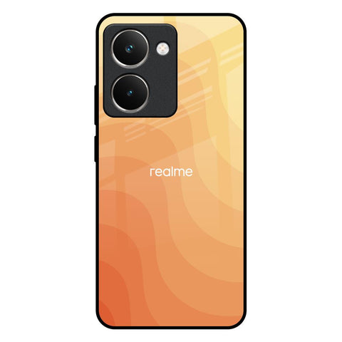 Orange Curve Pattern Realme P3 Ultra 5G Glass Back Cover Online