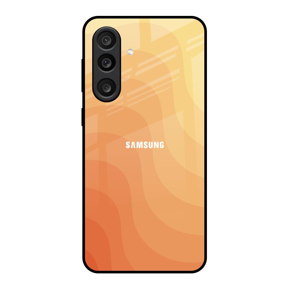 Orange Curve Pattern Samsung Galaxy F56 5G Glass Back Cover Online