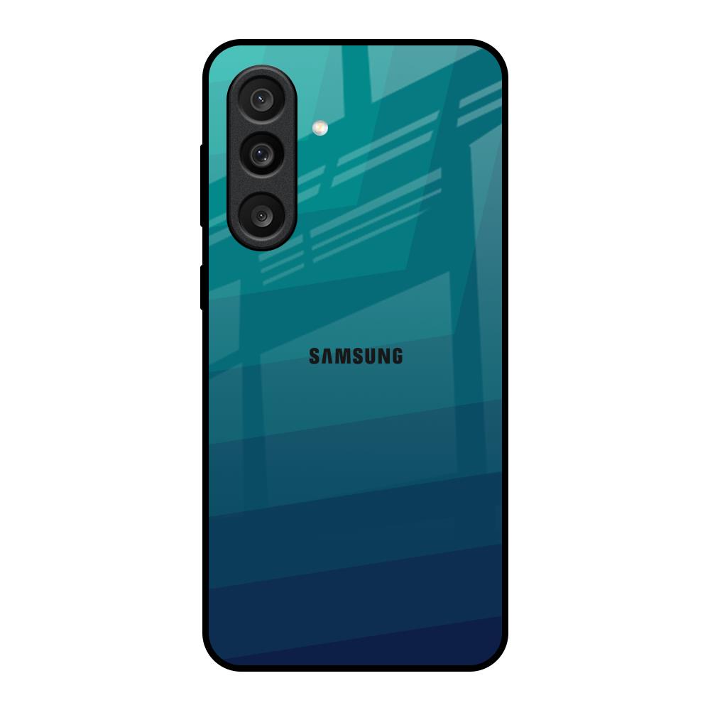 Green Triangle Pattern Samsung Galaxy F56 5G Glass Back Cover Online