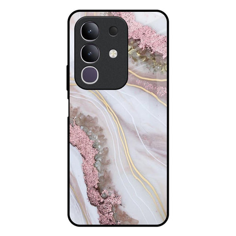 Pink & Gold Gllitter Marble IQOO Z10x 5G Glass Back Cover Online