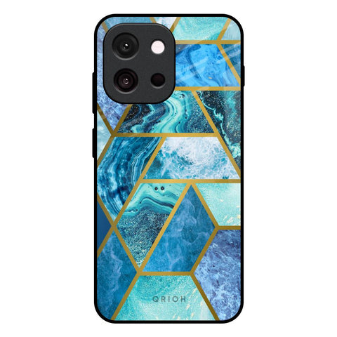 Turquoise Geometrical Marble OnePlus 13s 5G Glass Back Cover Online