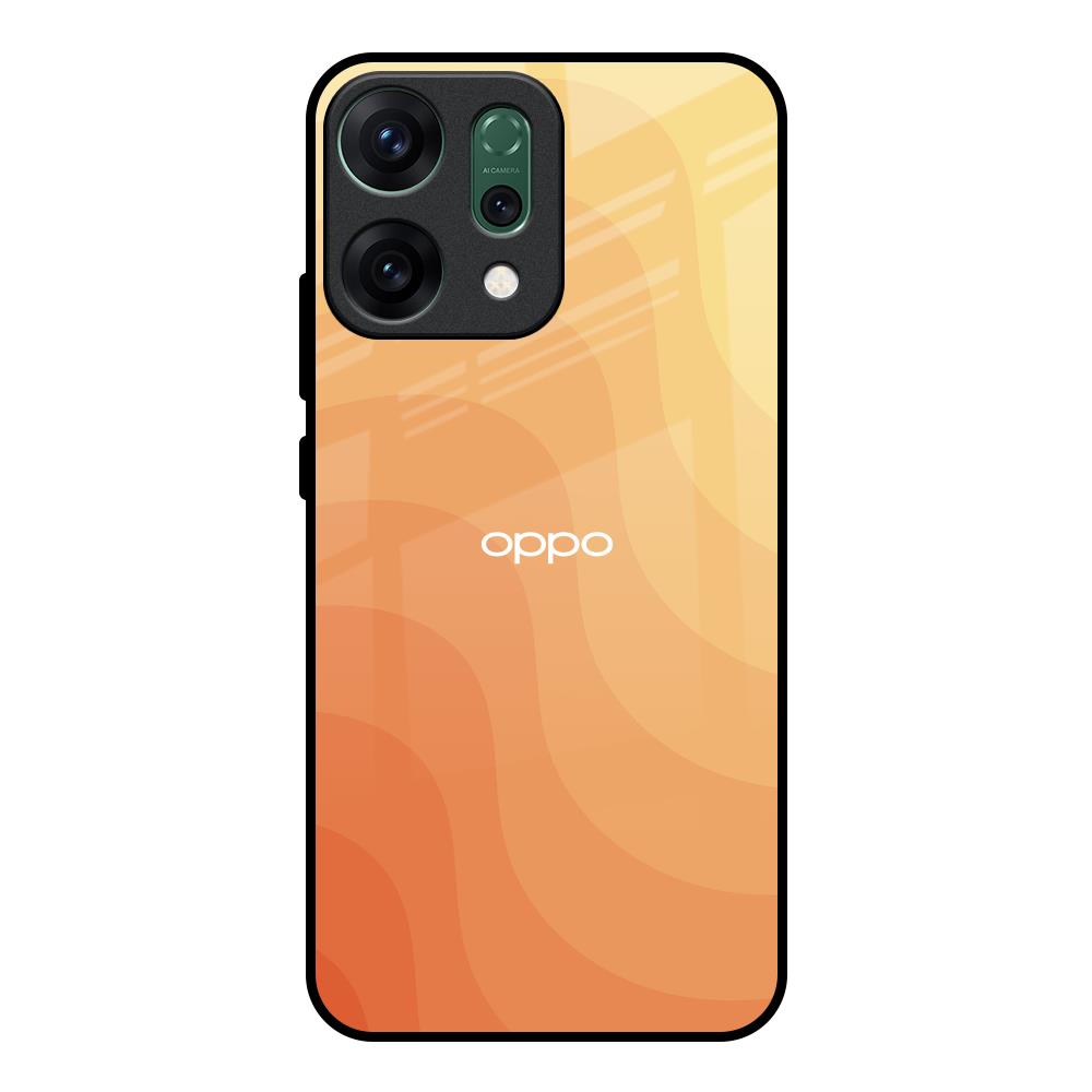 Orange Curve Pattern Oppo Reno14 pro 5G Glass Back Cover Online