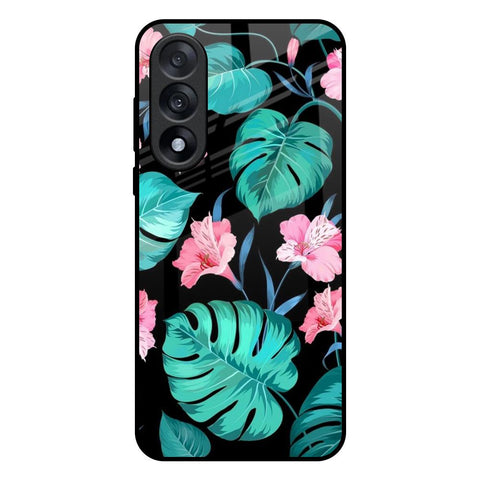 Tropical Leaves & Pink Flowers OnePlus Nord 5 5G Glass Back Cover Online