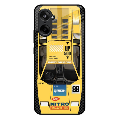 Yellow Racing Car OnePlus Nord CE5 5G Glass Back Cover Online