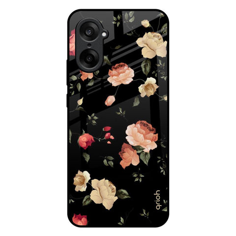 Black Spring Floral OnePlus Nord CE5 5G Glass Back Cover Online
