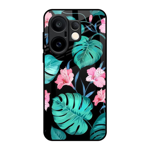Tropical Leaves & Pink Flowers Vivo X200 FE 5G Glass Back Cover Online