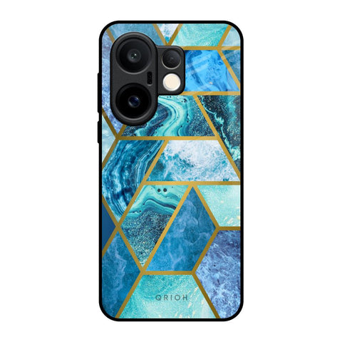 Turquoise Geometrical Marble Vivo X200 FE 5G Glass Back Cover Online
