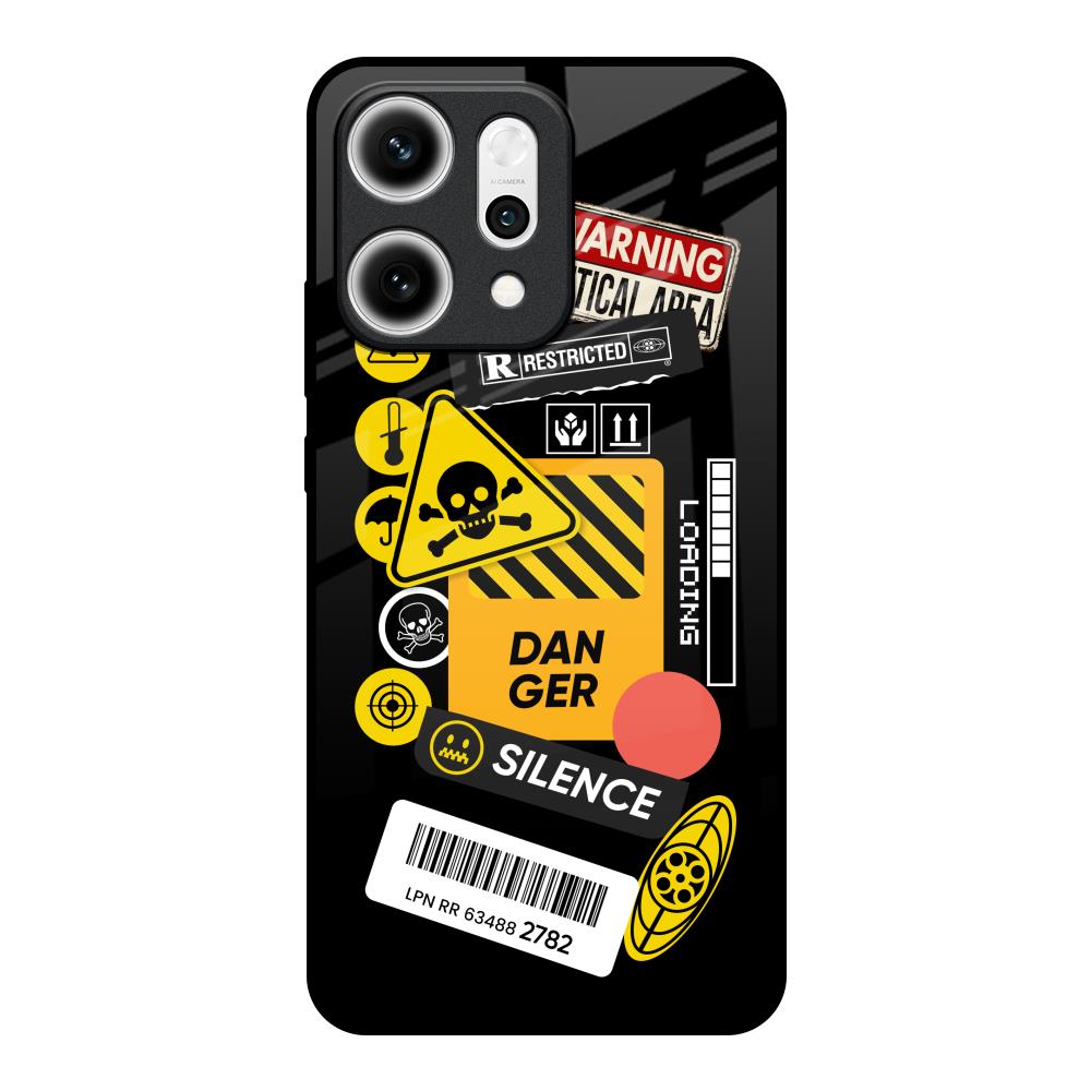 Danger Signs Oppo Reno14 5G Glass Back Cover Online