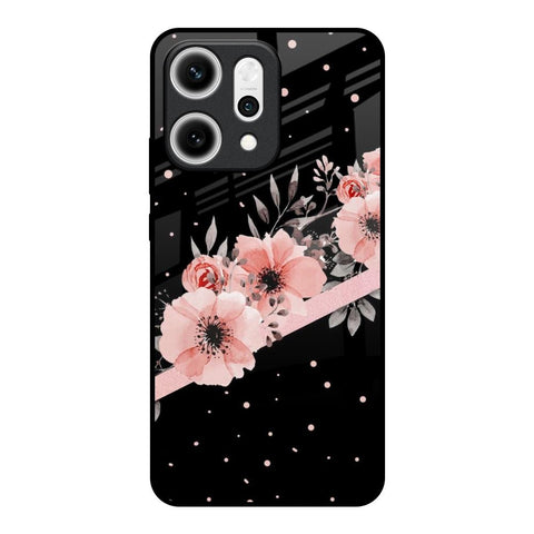 Floral Black Band Oppo Reno14 5G Glass Back Cover Online