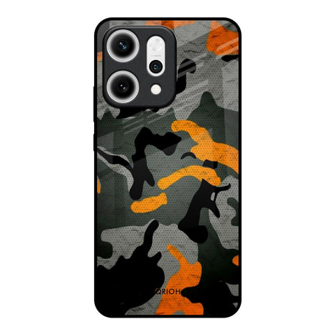Camouflage Orange Oppo Reno14 5G Glass Back Cover Online