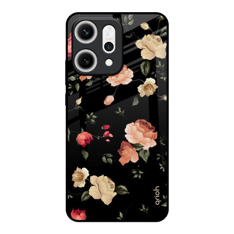 Black Spring Floral Oppo Reno14 5G Glass Back Cover Online