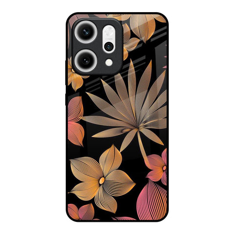 Lines Pattern Flowers Oppo Reno14 5G Glass Back Cover Online