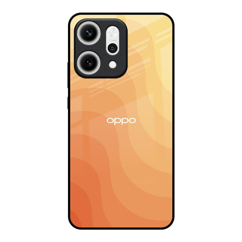 Orange Curve Pattern Oppo Reno14 5G Glass Back Cover Online