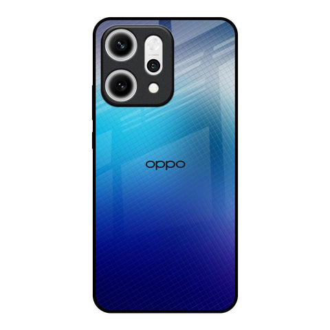 Blue Rhombus Pattern Oppo Reno14 5G Glass Back Cover Online
