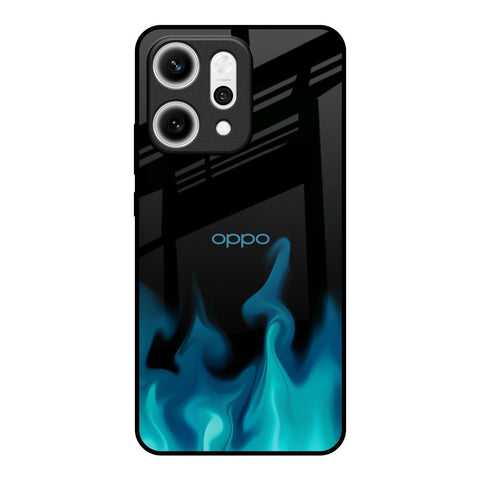 Teal Flames Oppo Reno14 5G Glass Back Cover Online