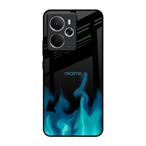 Teal Flames Realme 14 5G Glass Back Cover Online