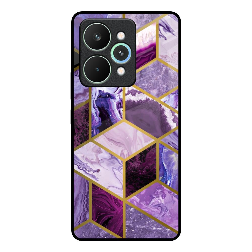 Purple Rhombus Marble Realme 15 Pro 5G Glass Back Cover Online