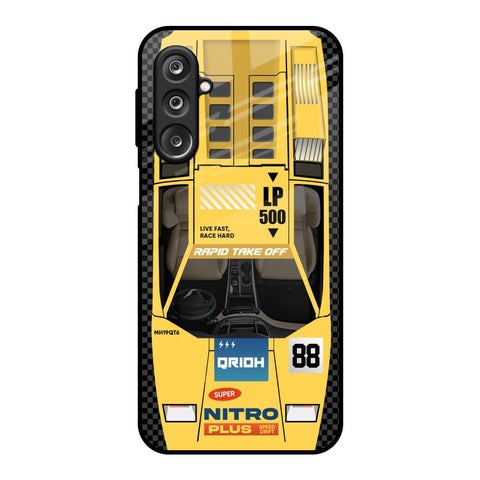 Yellow Racing Car Samsung Galaxy F36 5G Glass Back Cover Online