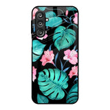 Tropical Leaves & Pink Flowers Samsung Galaxy F36 5G Glass Back Cover Online