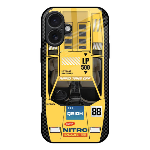 Yellow Racing Car iPhone 17 Glass Back Cover Online