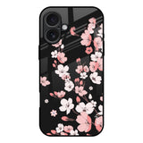 Black Cherry Blossom iPhone 17 Glass Back Cover Online