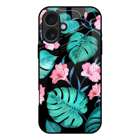 Tropical Leaves & Pink Flowers iPhone 17 Glass Back Cover Online