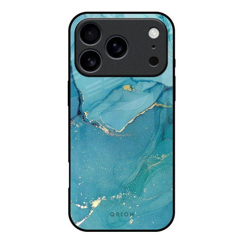 Blue Golden Glitter iPhone 17 Pro Glass Back Cover Online