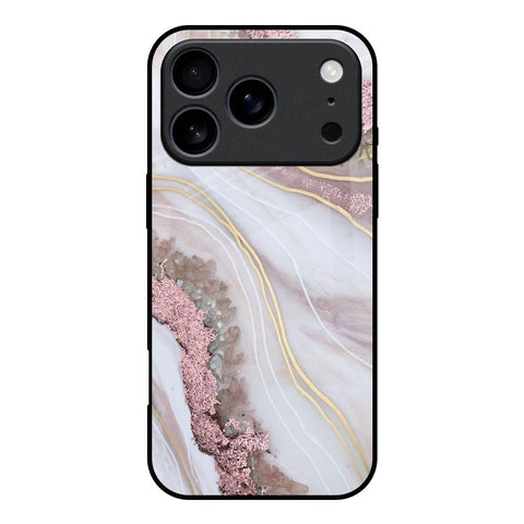 Pink & Gold Gllitter Marble iPhone 17 Pro Glass Back Cover Online
