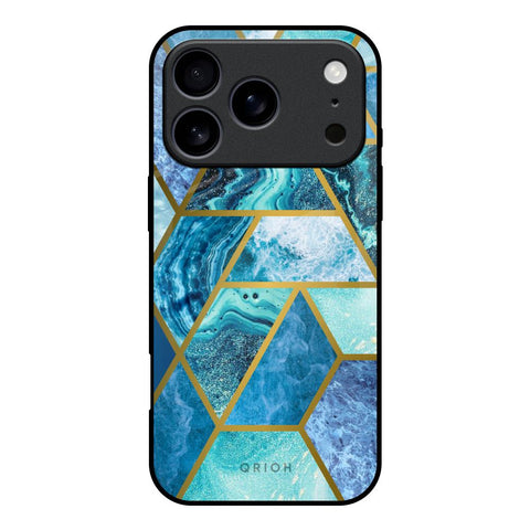 Turquoise Geometrical Marble iPhone 17 Pro Glass Back Cover Online
